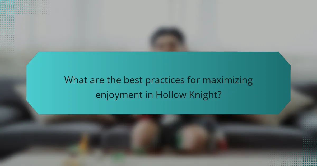 What are the best practices for maximizing enjoyment in Hollow Knight?